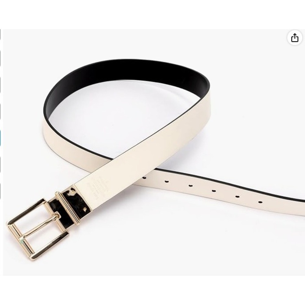 Kate Spade New York Reversible Leather Belt Black White Silver Buckle XS NEW